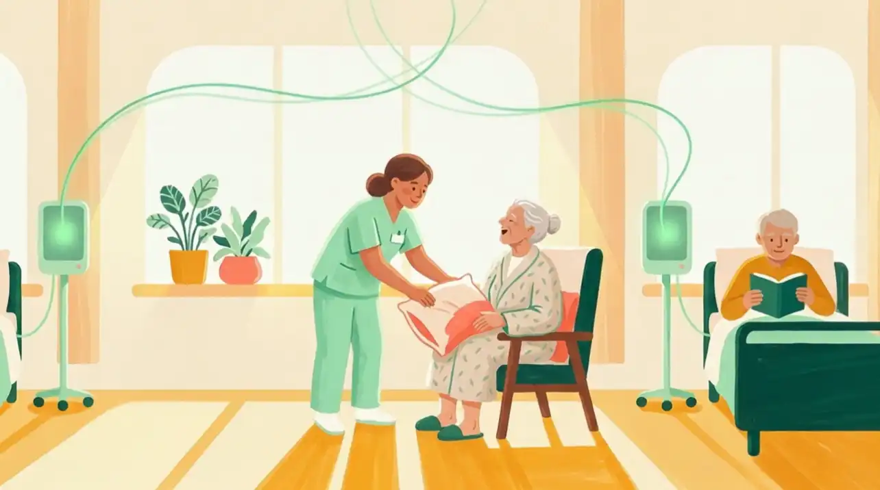 A ward patient watched around the clock, vitals filing themselves